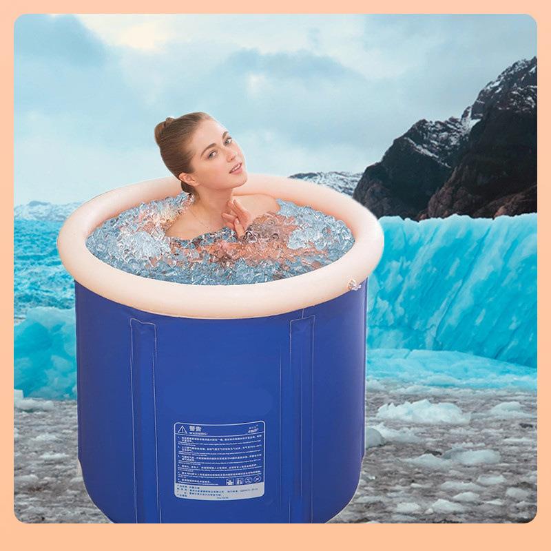 ◌充气冰浴桶折叠沐浴泡澡桶家用圆形PVC冰浴缸大号洗澡
