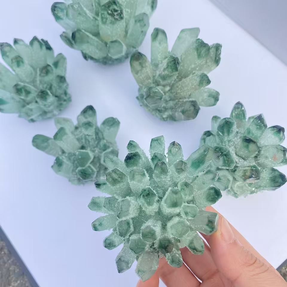 厂家批发绿水晶簇水晶簇摆件工艺品家居装饰摆件
