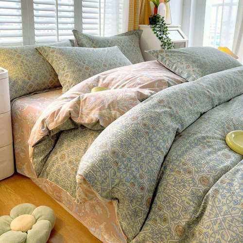 全棉床单被套四件套100纯棉1.2m床180x220cm宿舍三件套床上用品女