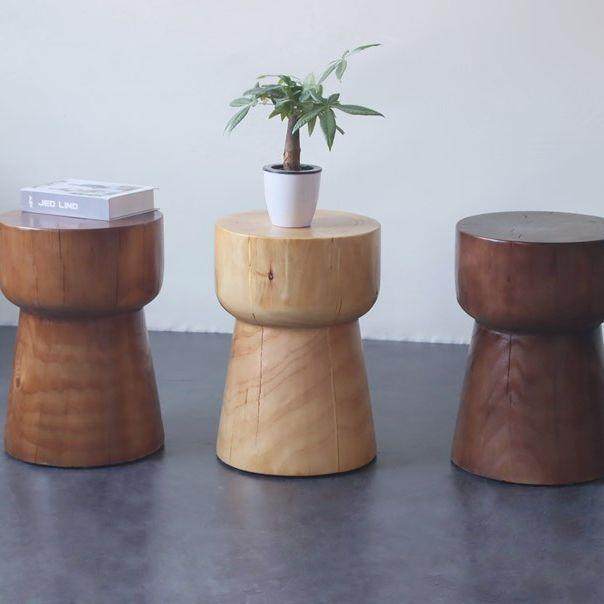 北欧实木墩子原木边几圆形凳子创意木头树墩根雕矮凳民宿树桩摆件