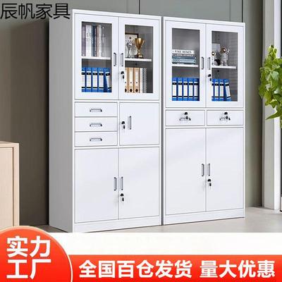 铁皮柜办公室文件柜档案资料存放柜财务凭证收纳柜矮柜带锁储物柜