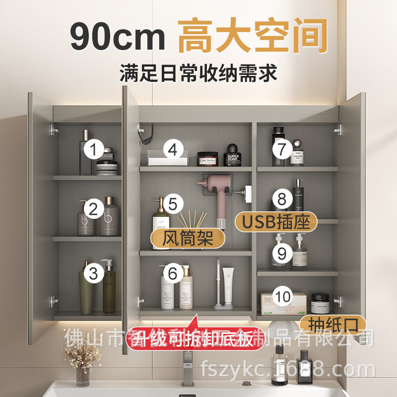 不锈钢浴室挂墙沥水收纳镜柜