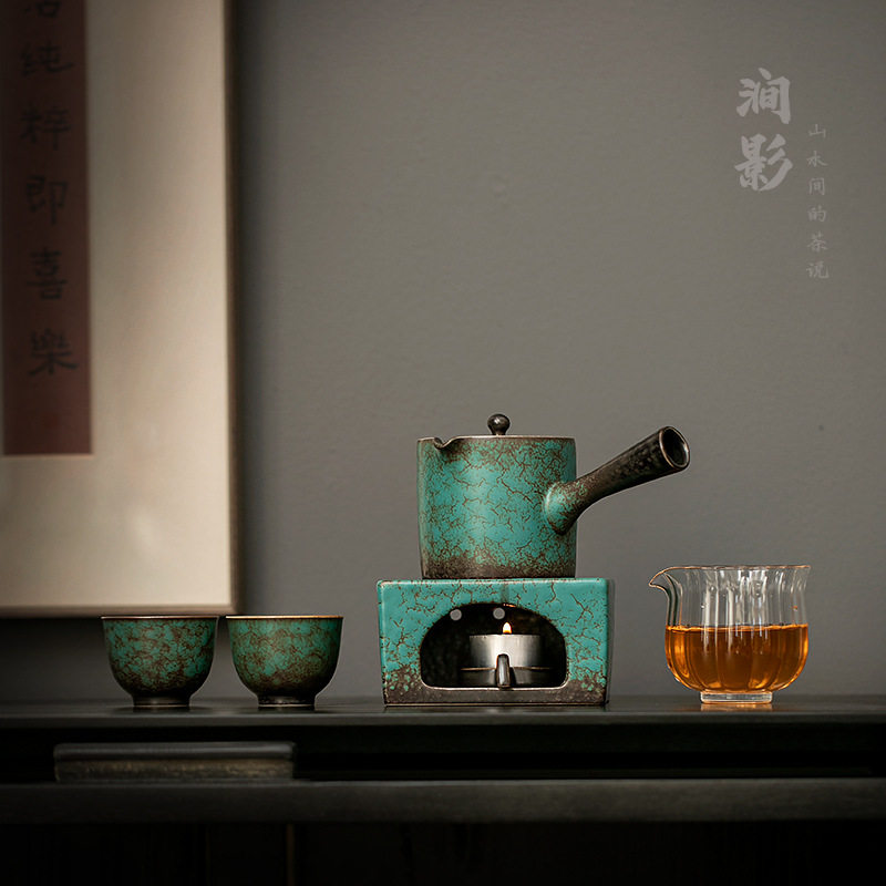 轻奢暖茶炉套装复古蜡烛加热底座围炉小型煮茶炉茶道零配件温茶器