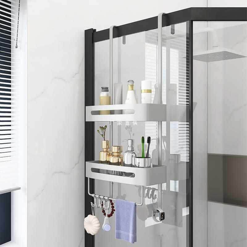 浴室置物架淋浴房洗手间不锈钢冲凉房挂篮免打孔卫生间收纳架挂钩