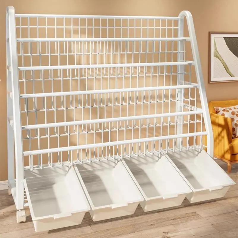 儿童书架家用绘本架阅读区移动玩具收纳架简易宝宝书柜置物架落地