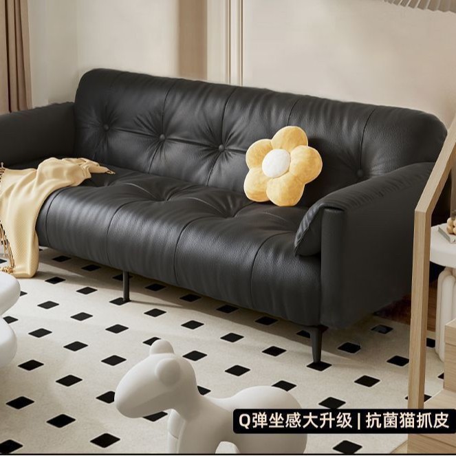 小户型一体两用猫抓皮沙发床