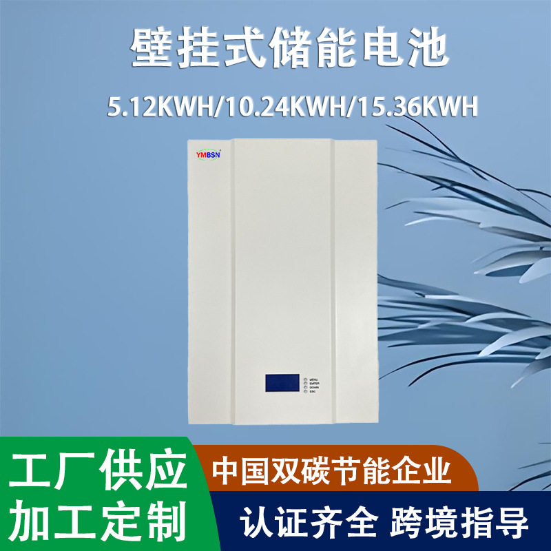 51.2V100AH壁挂式家庭储能电池太阳能光伏板发电5KWh磷酸铁锂