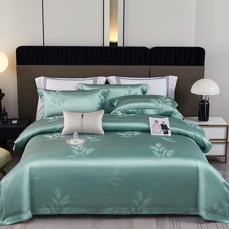 欧式贡缎提花全棉床盖四件套直销婚庆刺绣被套床单床上用品