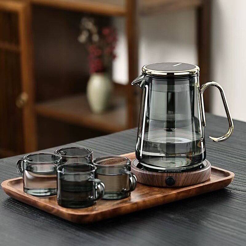 耐高温全玻璃内胆磁吸飘逸杯茶水分离铝合金泡茶壶懒人茶具泡茶器
