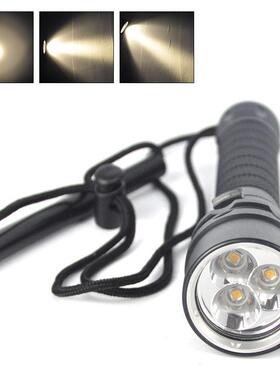 3颗XML2LED潜水手电筒光潜水手电黄光远射水下水3T6黄光