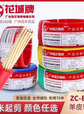 珠江电线电缆国标ZC-BVR1.5/2.5/4/6平方铜芯阻燃家装用多股软线