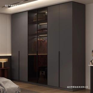 ENF级欧松板实木衣柜卧室家用一门到顶黑色柜子现代简约储物衣橱