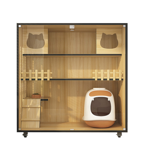 极速家用猫别墅i可放自动猫砂盆猫窝猫笼子猫窝超大猫咪房子双三