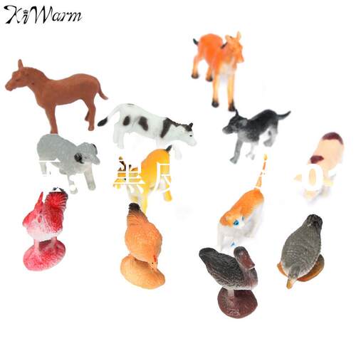 极速Lovely 12 Plasticq Artificial Animals Model Farm Yard Fi