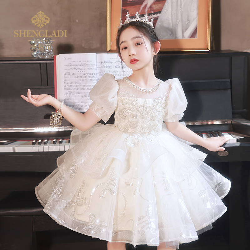 极速主持人礼服女童公主裙高端轻奢小众儿童钢琴演奏X幼儿园六一