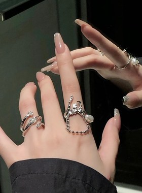 极速冷淡风戒指女ins潮时尚个性轻奢小众设计高级V感装饰独特食指
