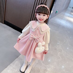 极速女童洋装秋冬款套装新款儿童公主裙子M小女孩时髦洋派两件套