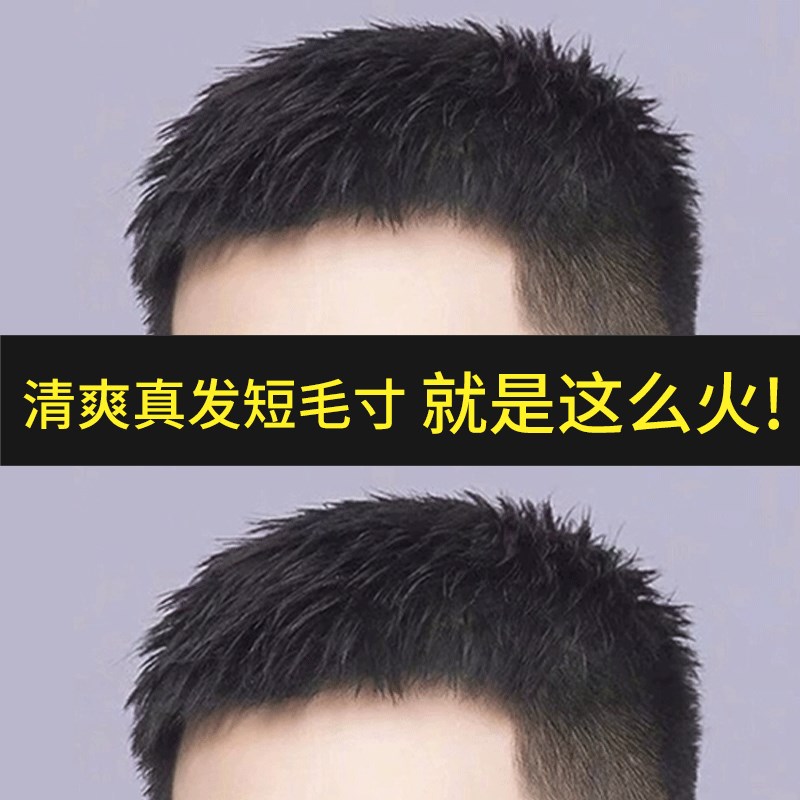 速发假发男短发假发片毛寸男士全真发男生全头套男式可粘可卡头顶