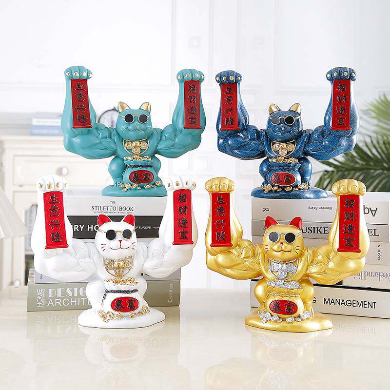 极速轻奢麒e麟臂招财猫树脂摆饰店铺开业收银柜台家居客厅玄关创