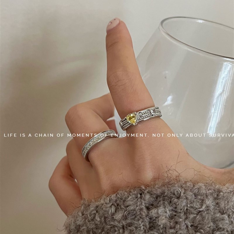 速发Love Zircon Row Diamond Overlapping Ring Feminine Ring R