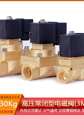 极速常闭式高压黄铜电磁阀 全铜气阀水阀30公斤JAC220VDC24V电磁