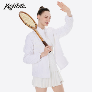 Keypote Golf高尔夫蕾丝网纱拼接运动夹克外套女装秋季时尚服装