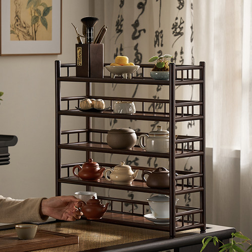 茶杯架子中式小型博古架茶具茶壶收纳架桌面摆件多层置物架展示架
