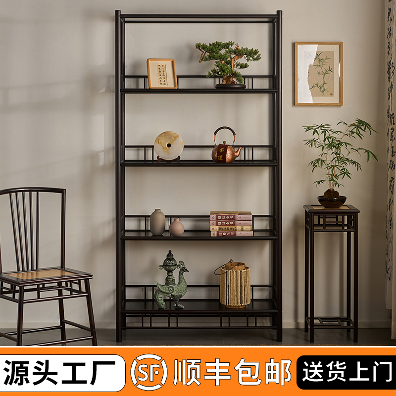 中式博古架办公室小型茶具柜多宝阁落地摆件展示架茶桌后收纳柜