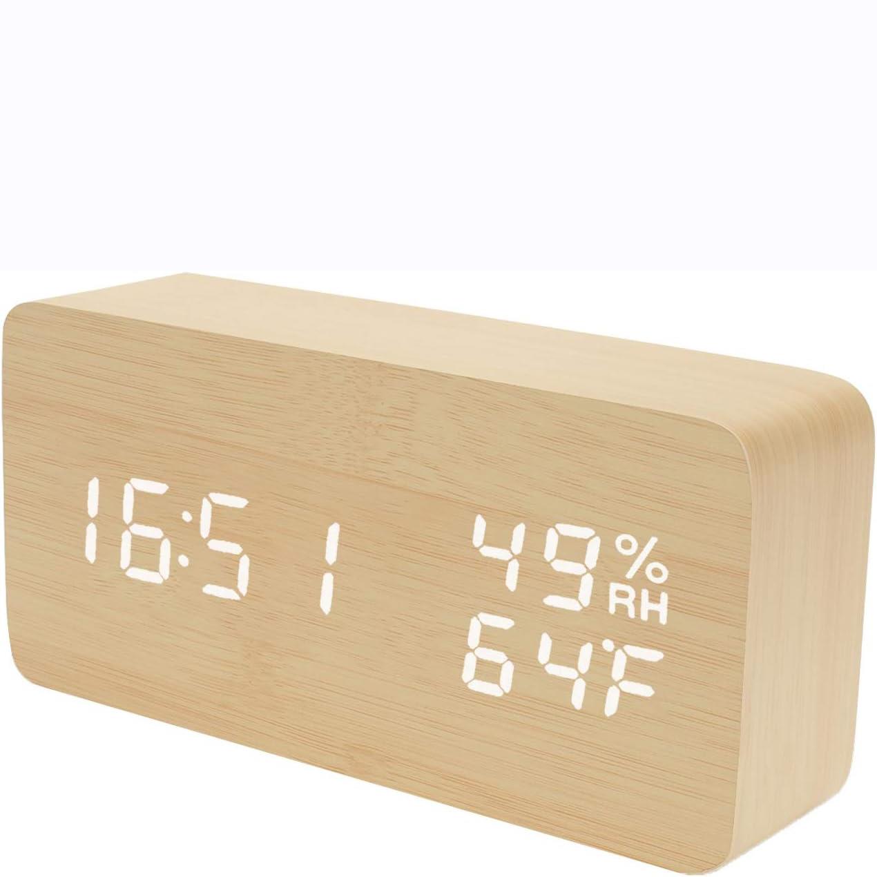 木头钟创意led木质闹钟电子钟学生专用温湿度多用途数码时钟