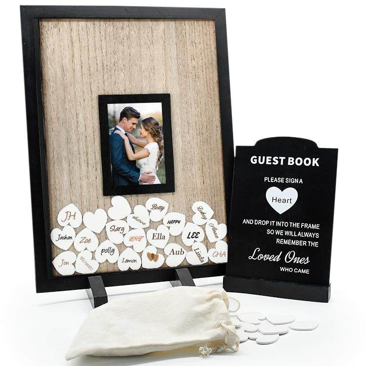 2025跨境户外婚礼签到台相框木质婚礼留言板册摆件签名板结婚用品