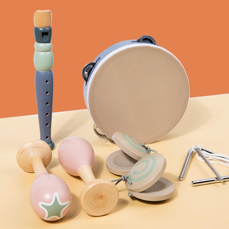 婴儿拨浪鼓新生儿手摇铃啃咬早教玩具宝宝抓握训练沙锤摇铃乐器