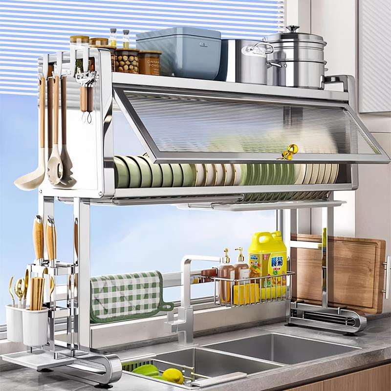 304不锈钢水槽置物架厨房台面通用水池上放碗碟盘子收纳沥水碗架