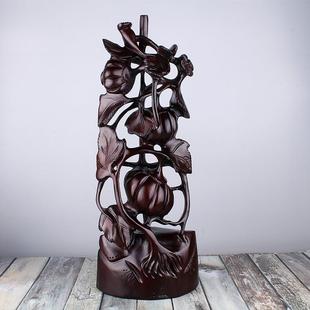 新品黑檀木雕南瓜架摆件 特色工艺品家居装饰雕刻摆件瓜架