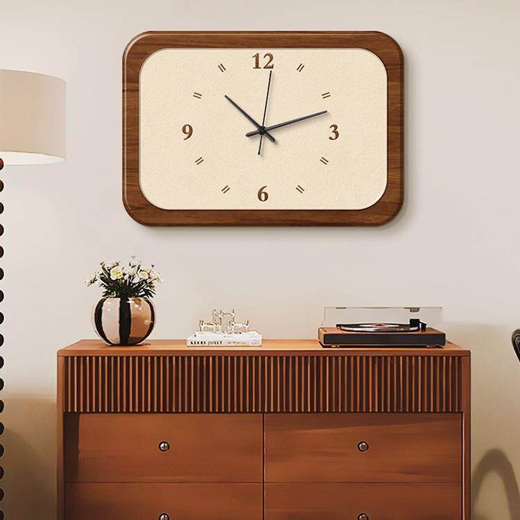 新中式电表箱装饰画简约原木风配电箱遮丑画带钟表多媒体遮挡挂画