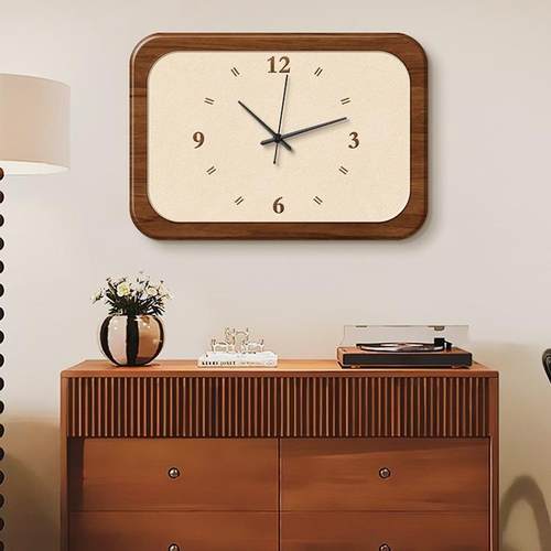 新中式电表箱装饰画简约原木风配电箱遮丑画带钟表多媒体遮挡挂画