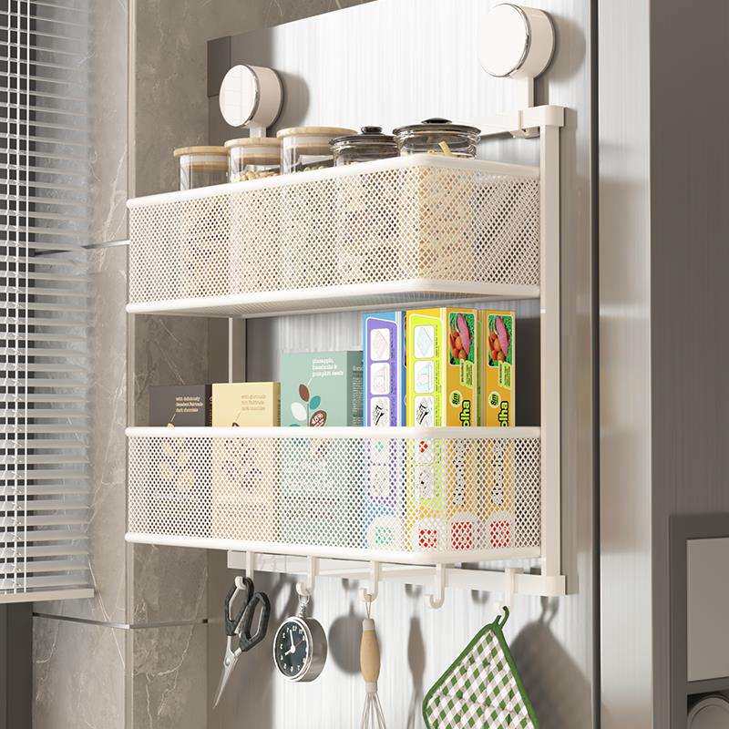 免打孔冰箱置物架侧收纳吸盘厨房调料架子多功能壁挂式多层收纳架