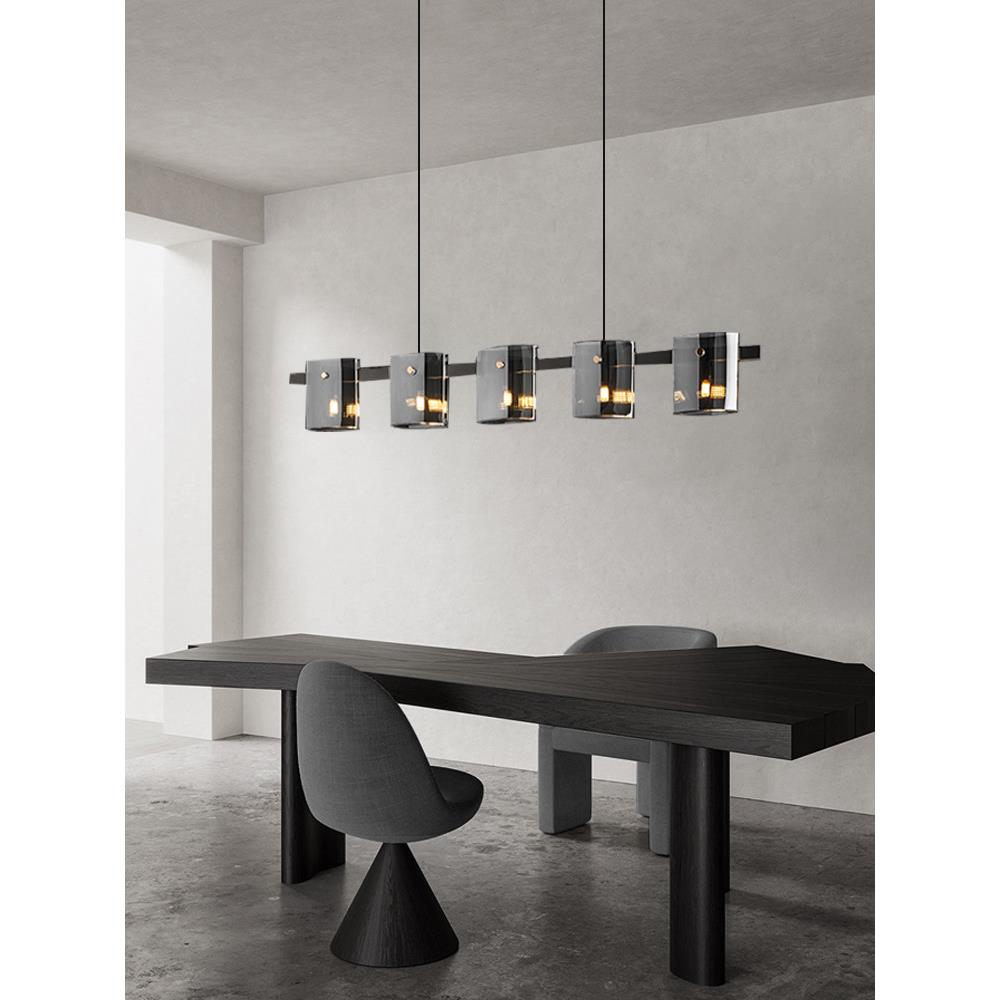 意式极简餐厅吊灯现代简约餐桌灯设计师款轻奢岛台吊灯长条吧台灯