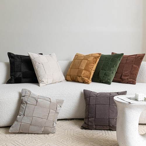 现代轻奢高级感雪尼尔编织抱枕民宿样板间客厅沙发靠枕软装靠垫套