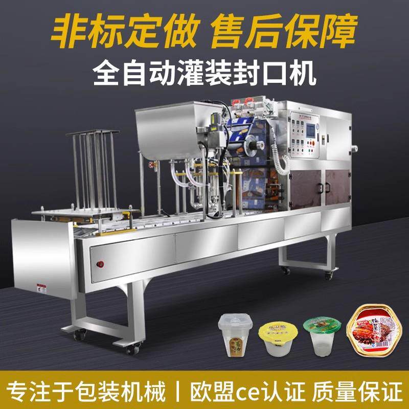 连续式打码封口机酱料汤水灌装豆腐响铃卷一出二全自动灌装封口机