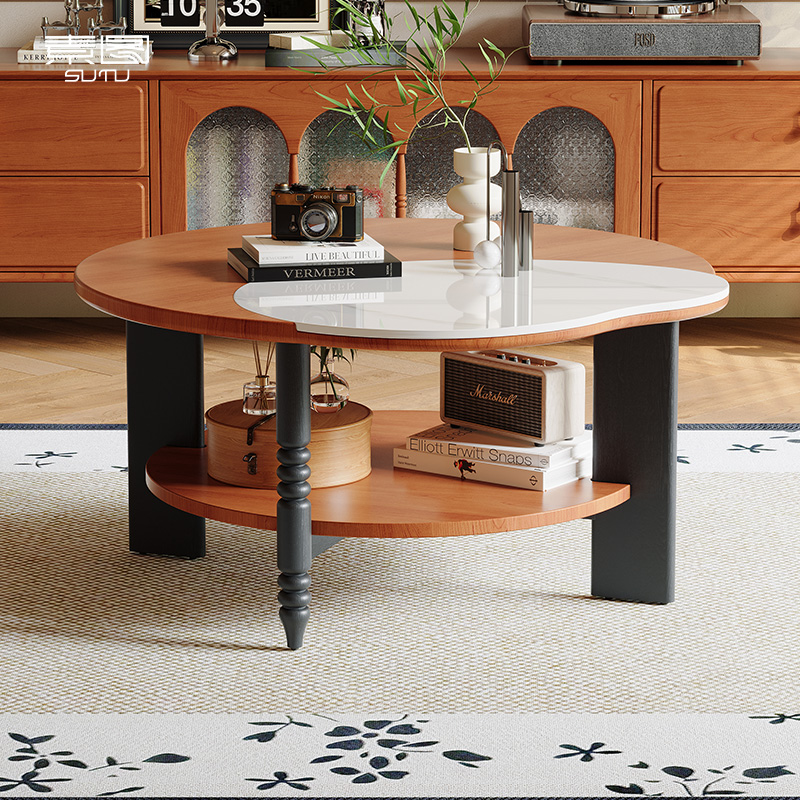 素图北欧水云沙原创设计茶几拼色