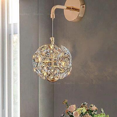 新款法式轻奢网红水晶小吊灯卧室蝴蝶壁灯过道餐厅阳台儿童房一体