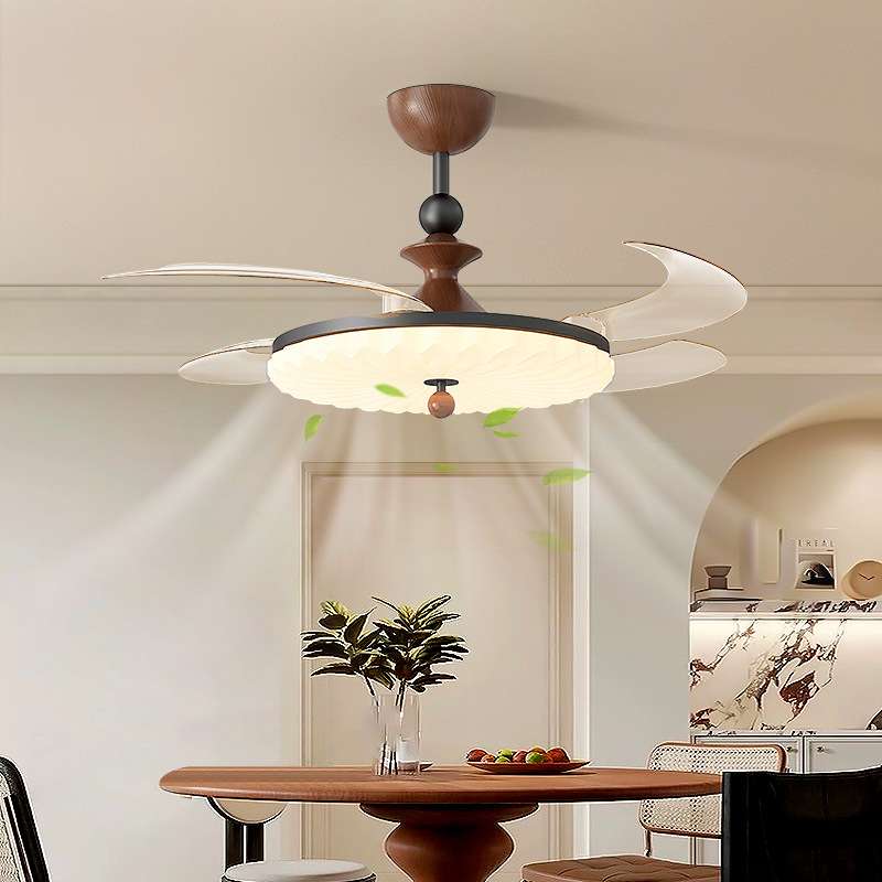 中古风风扇灯2025新款法式复古隐形卧室吸顶护眼全光谱餐厅吊扇灯