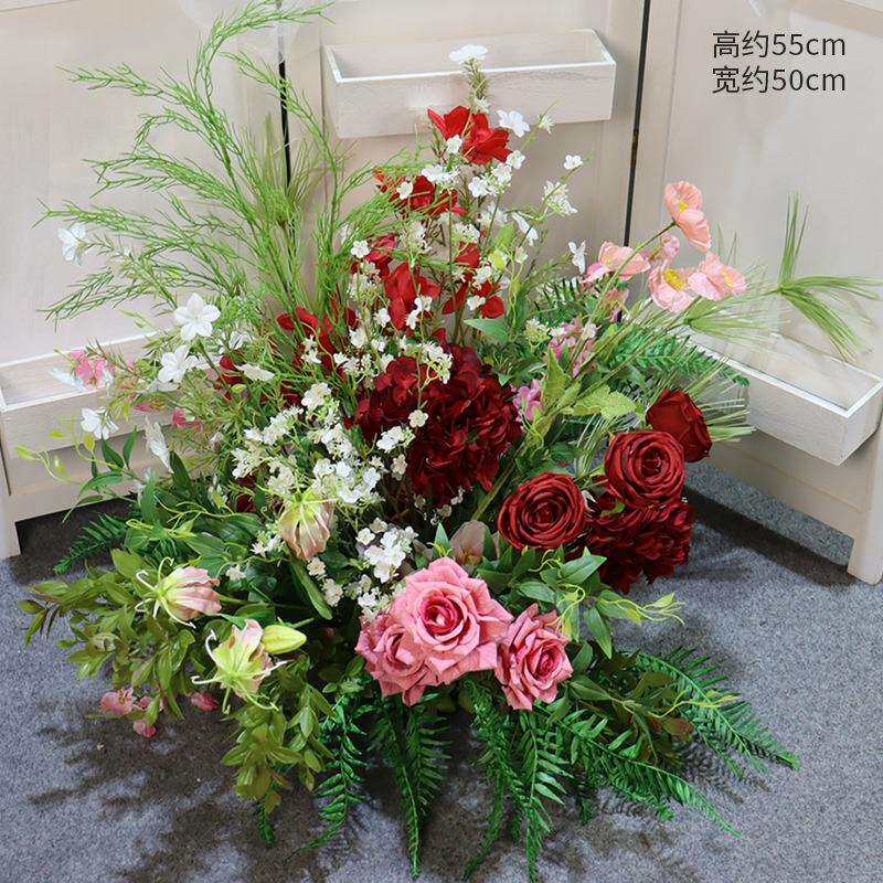 仿真路装饰户外绿植排花婚庆绢花引地森系绿色花艺婚礼布置盆花