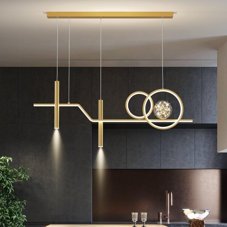 餐厅吊灯三头水晶轻奢风现代简约创意个性网红饭厅餐桌吧台长条灯