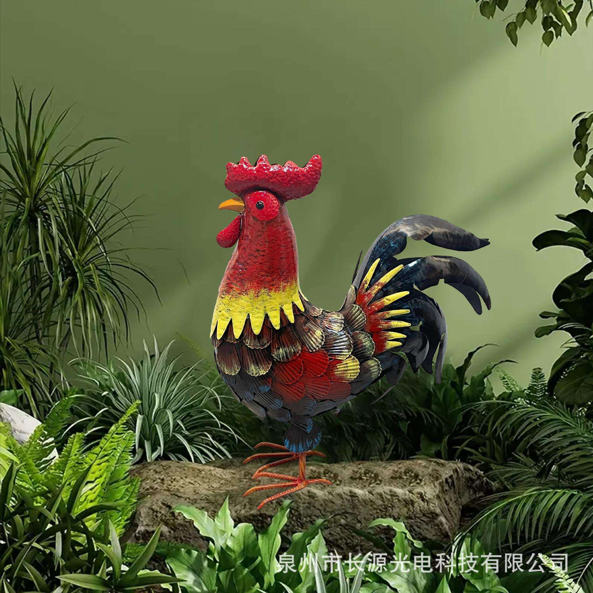 跨境仿真铁艺公鸡Iron Rooster摆件庭院雕塑草坪花园居家摆件装饰