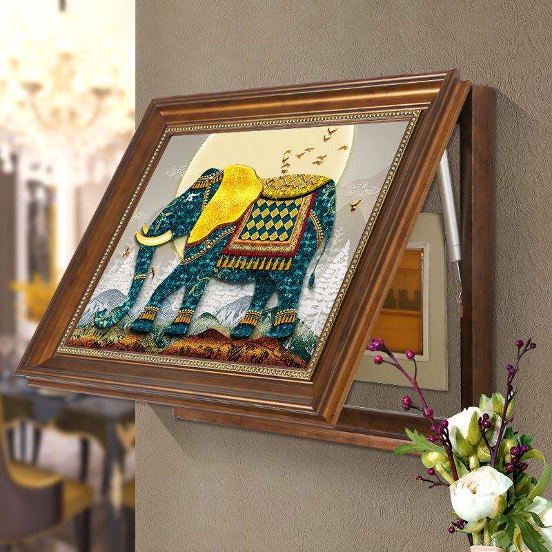 美式大象电表箱装饰画强电箱电闸开关盒挂画配电箱遮挡墙画免打孔