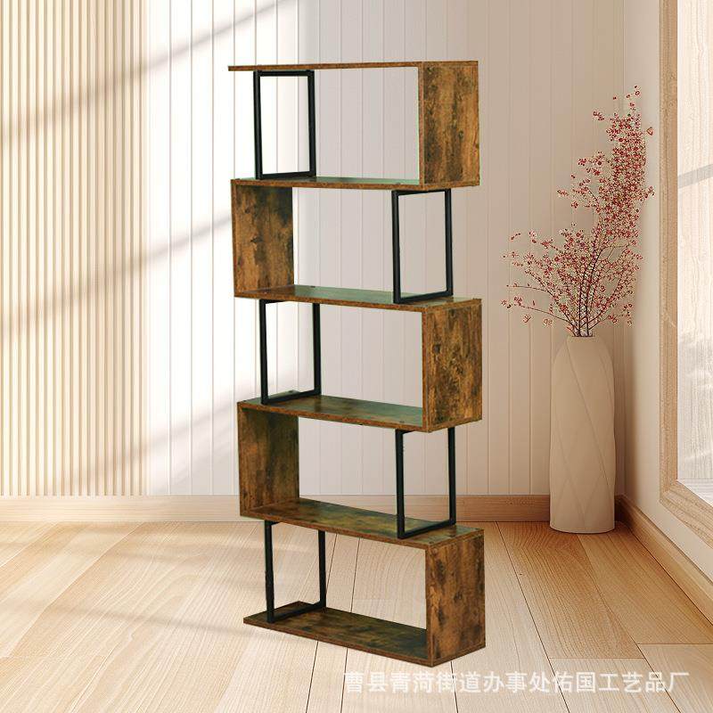 铁木书架置物架客厅隔断收纳柜多层家用办公室现代简约展示储物架