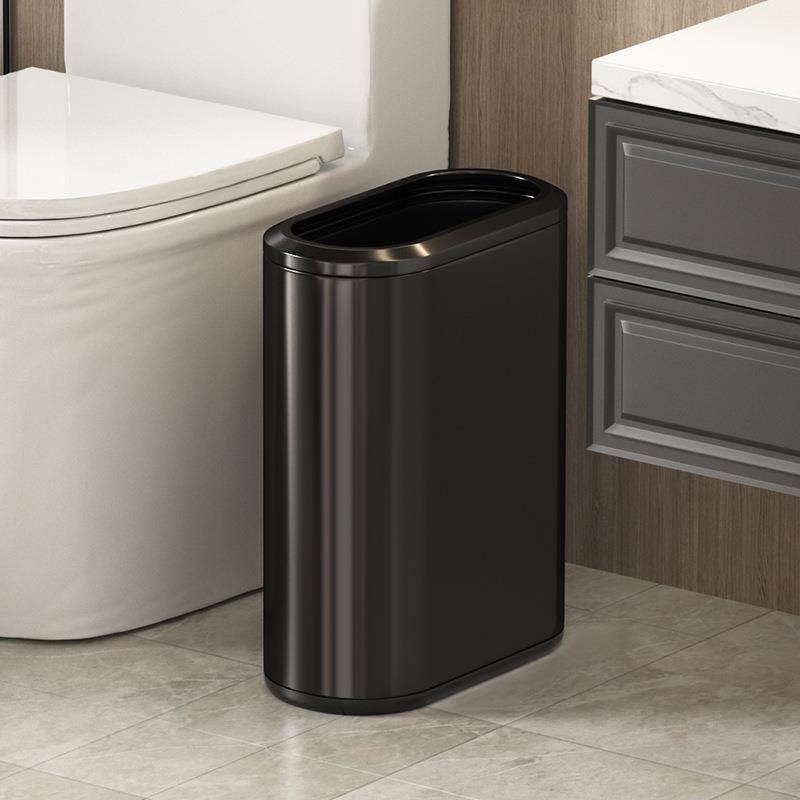 不锈钢垃圾桶卫生间家用客厅轻奢高级感简约夹缝金属纸篓跨境