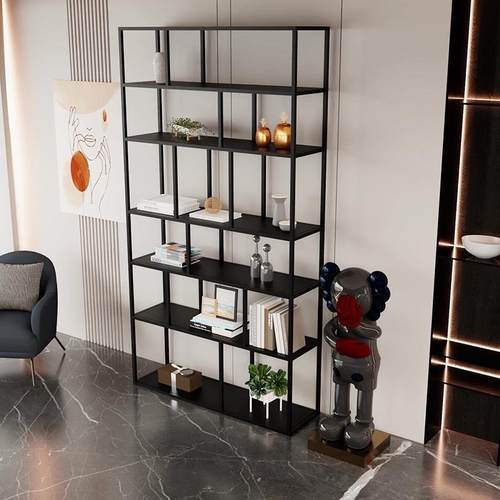 铁艺落地书架多层货架置物柜收纳架子客厅隔板置物架办公室展示架