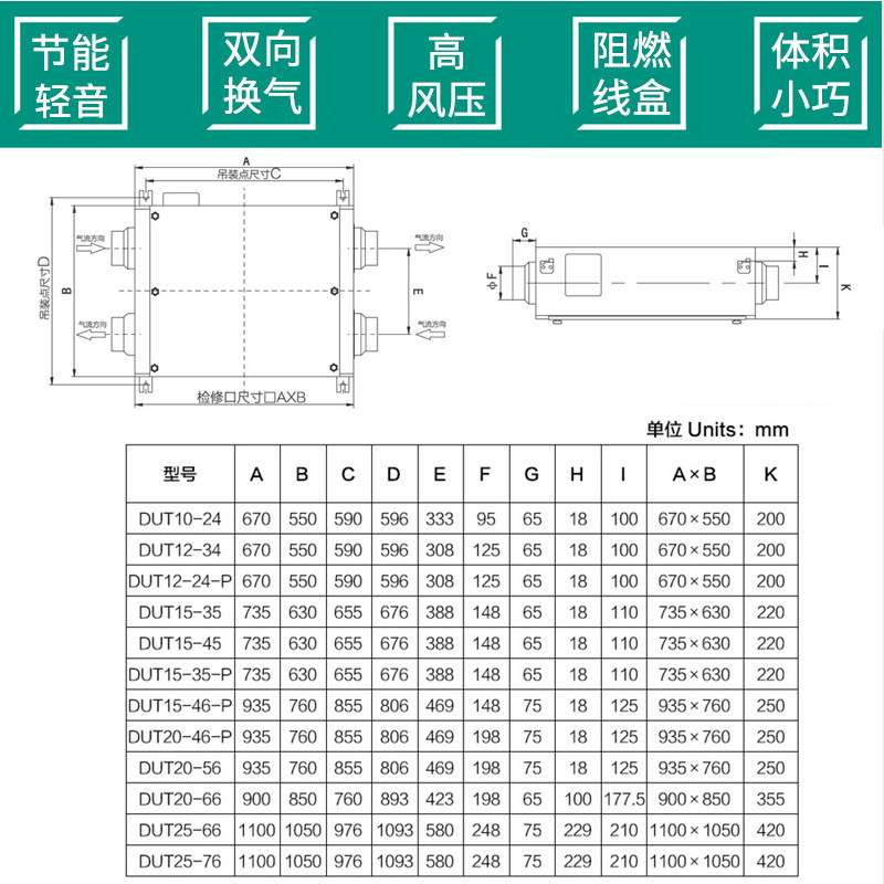 绿岛风双向流新风机管道送风排风机换气系统家用商用室内换气扇
